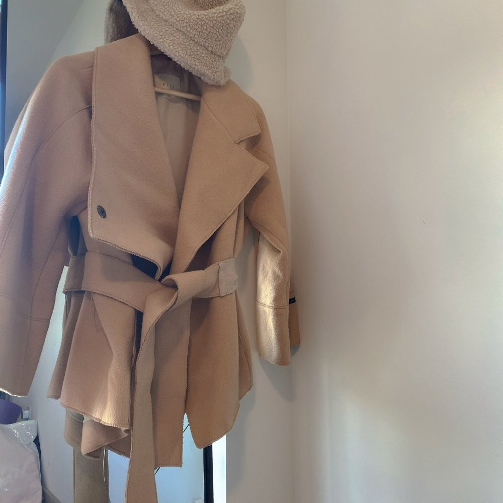 Chic Wool belted brown coat